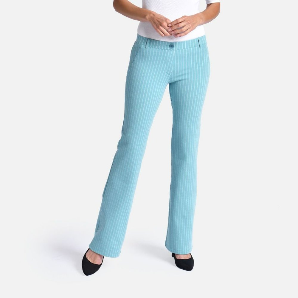 BetaBrand Women's Large Long Classic Dress Yoga Bootcut Striped Pants